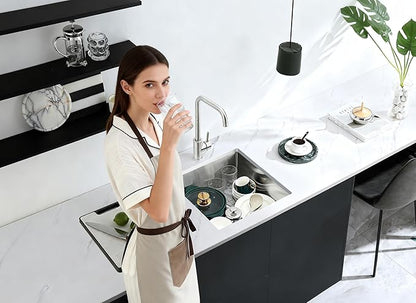 MENATT 18x18 Inch Undermount Kitchen Sink, 18 Gauge 304 Stainless Steel Single Bowl with Roll-up Drying Rack & Bottom Grid Mat, 9" Deep Compact Sink for Bar, Prep Station, Laundry Room