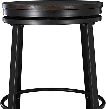 Powell Mikka Black and Brown Five Piece Round Counter Height Dining Pub Set with Swivel Seats