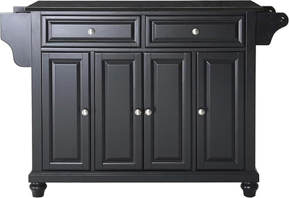 Crosley Furniture Cambridge Granite Top Rolling Kitchen Island Storage Cart, Microwave Stand, Spice Rack, Black
