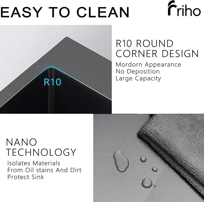 Friho 15x15 Inch Drop In Black Bar Sink, 16 Guage Stainless Steel Topmount Outdoor RV Small Kitchen Sink, 15 Inch Wet Prep Single Bowl Utility Bar Sink With Dish Grid & Drain