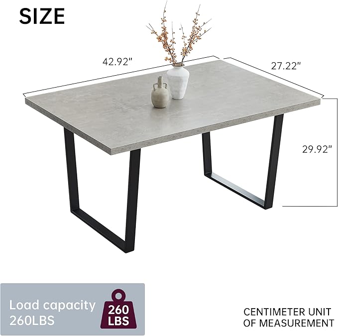HIPIHOM Rectangular Kitchen Dining Table, Space-Saving Rectangular Design, Thickened MDF Sturdy Structure, Suitable for Dining Room Kitchen Restaurant (Table)