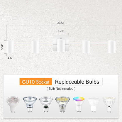 BoostArea Track Lighting Fixtures Ceiling, 5 Light White Track Light with Rotatable Light Heads, Modern Track Lighting Fixtures Ceiling for Kitchen/Living Room,GU10 Bulb Not Included