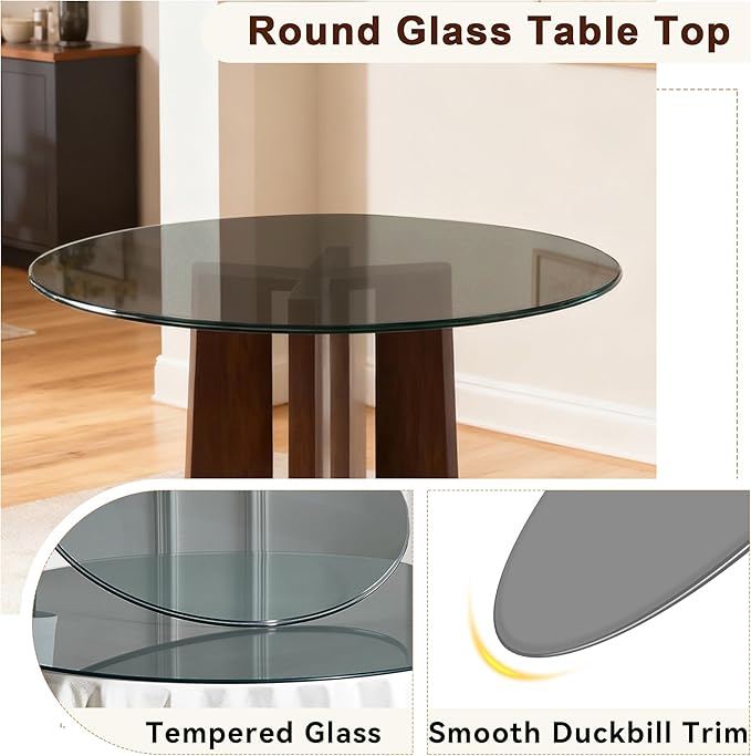 18" Tempered Glass Table Top Round Gray Table Surface 1/4'' Thick Pencil Polished Edge Multipurpose for Dining, Coffee, Restaurant and End Table (18 inch-Gray)