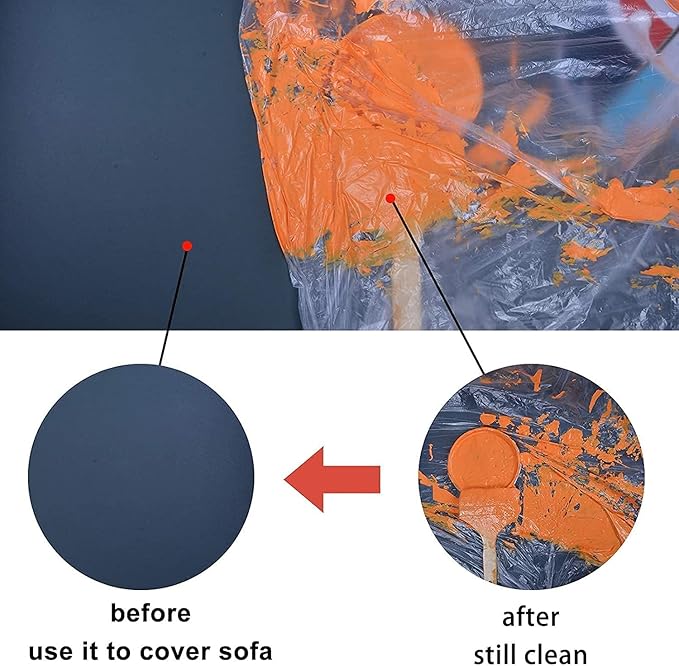 20 Pcs Plastic Sheeting Drop Cloths for Painting, 9x12ft Plastic Tarp Waterproof Dustproof Almost Tear Resistance Multi-Purpose Furniture Cover Floor Wall Protection Film