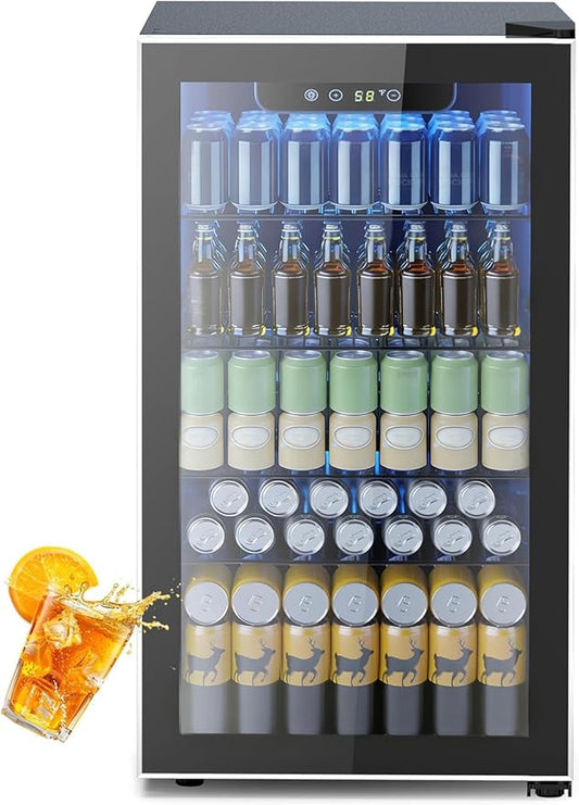 Electactic Mini Fridge 130 Can Beverage Refrigerator Cooler, 3.1 Cu.Ft Drink Fridge for Soda Wine Beer, Adjustable Temperature Control for Home Office, Black