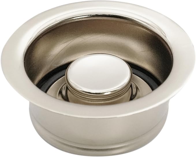 Westbrass A2165-05 4-1/4" OD Post Style Large Kitchen Basket Strainer with Waste Disposal Flange and Stopper Drain Set, Polished Nickel