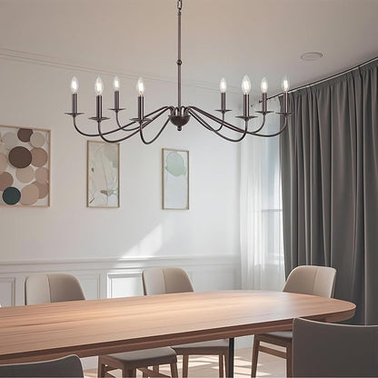 JONATHAN Y 40" Oil Rubbed Bronze 8-Light Bohemian Farmhouse Iron Chandelier, Rustic Candle-Style LED Hanging Light for Dining Room Kitchen Island Entryway Foyer (JYL7914A)