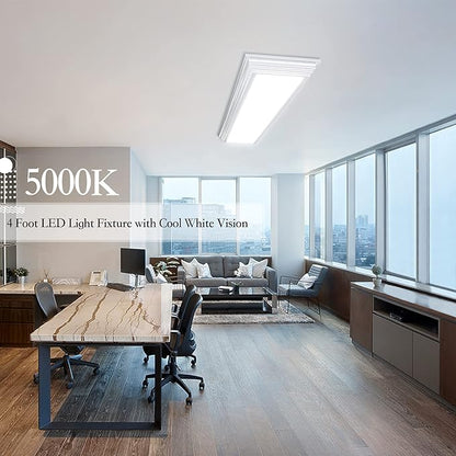 FAITHSAIL Dimmable 4FT LED Wraparound Light, Selectable 3 Color Temperature 3000K/4000K/5000K CCT 50W 5500LM 4 Foot Kitchen LED Light Fixture, Flush Mount 48 Inch Ceiling Lighting Fixture, 4 Pack