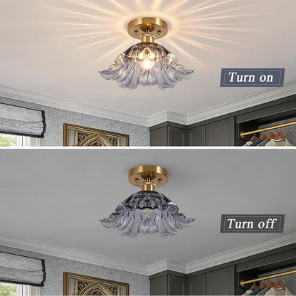 Semi Flush Mount Ceiling Light,Hallway Vintage Lights Fixture Ceiling 11" E26 Gray Blue Vintage Light Fixtures for Closet Hallway Kitchen Dining Room