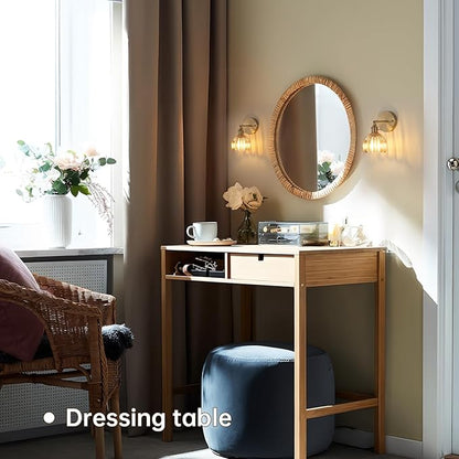Shenmoyl Vintage Wall Sconces with Amber Tulip Glass Lampshade 180 Degree Adjustable Brass Sconces Hradwired Modern Wall Lighting Fixture with Switch for Bedside Bedroom Doorway