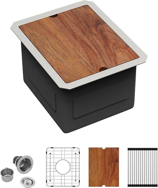 12 Inch Bar Sink - 12 x15 Undermount Bar Sinks Workstation Stainless Steel Outdoor Kitchen Sink 16 Gauge Single Bowl Small Sinks