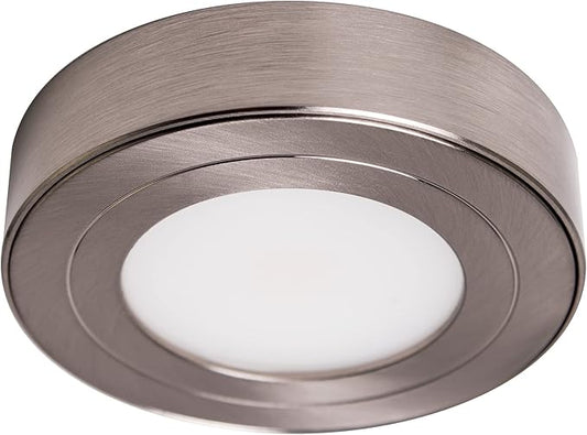 Armacost Lighting PureVue Dimmable LED Undercabinet Puck Light, RGB+W, Brushed Steel 263411