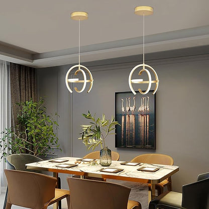 Modern Gold LED Chandelier, Globe 4000K Pendant Light Fixture, Round Adjustable Height Dining Room Hanging Light for Kitchen Island Bedroom Hallway Foyer(11.81 Inch)