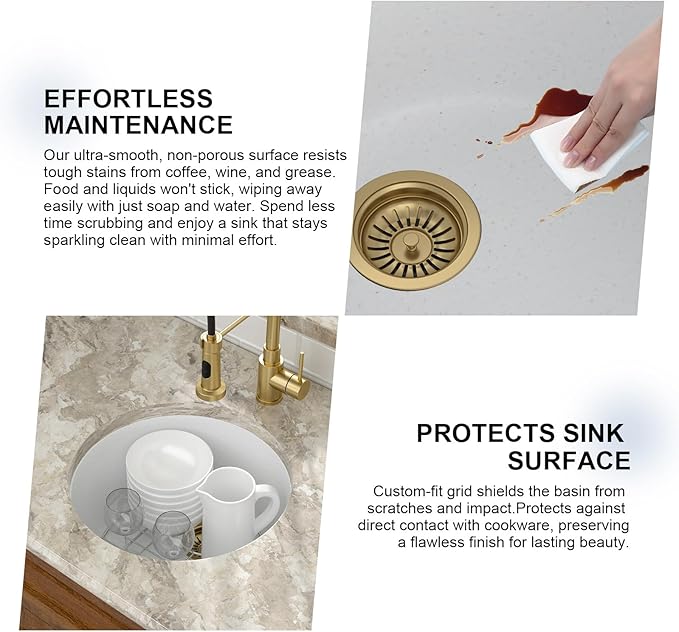 Mocoloo 18 Inch Round Bar Sink Undermount - White Granite Composite Quartz Prep Sinks Small Kitchen Sink for Island or RV