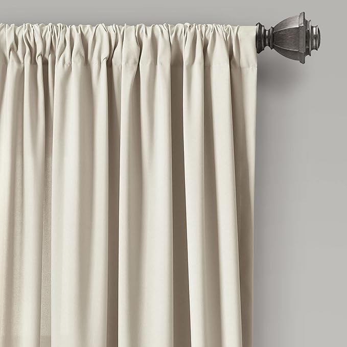 Lush Decor Allison Ruffle Light Filtering Window Curtain Panels Pair 40" W x 63" L Neutral - Coquette Curtains for Bedroom - Drapes - Ruffle Curtains Kids
