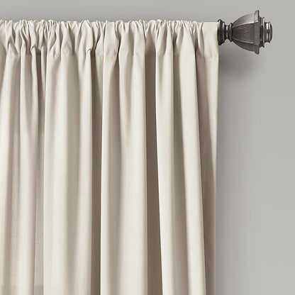 Lush Decor Allison Ruffle Light Filtering Window Curtain Panels Pair 40" W x 63" L Neutral - Coquette Curtains for Bedroom - Drapes - Ruffle Curtains Kids