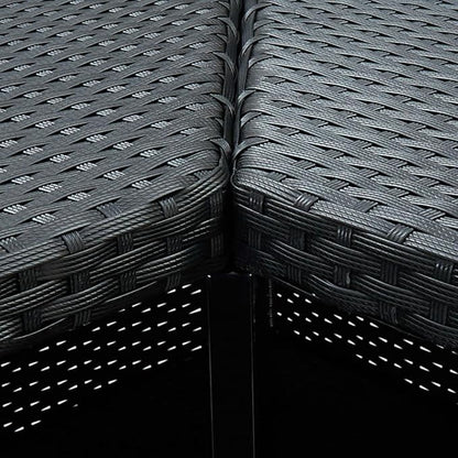 Corner Bar Table with 3 Storage Shelves Modern Black Synthetic Rattan Counter Height Dining Table for Small Spaces Kitchen Island Indoor Outdoor Use