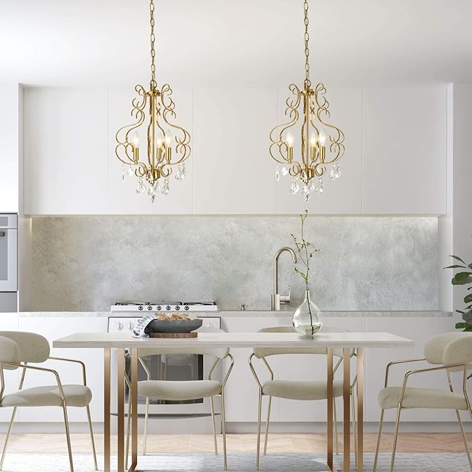 KSANA Crystal Chandelier, Chandelier Light Fixture with K9 Crystal, Modern Pendant Lighting for Kitchen Island, Dining Room and Bedroom, 13’’ D x 18’’ H