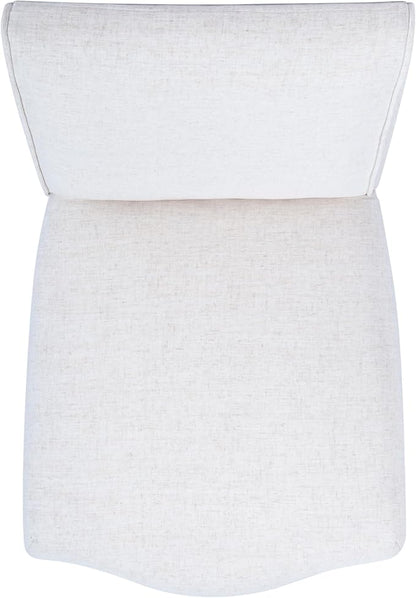 Homepop Scalloped Detail Dining Chair|Upholstered Parsons Dining Chairs |Decorative Home Furniture, Cream Textured Woven (Set of 2)