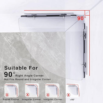 Bakzon Acrylic Corner Shelves, 2 Pack Adhesive Shower Caddy Organizer for Tile Walls, Wall Mounted Clear Bathroom Shelves for Inside Shower & Kitchen Storage