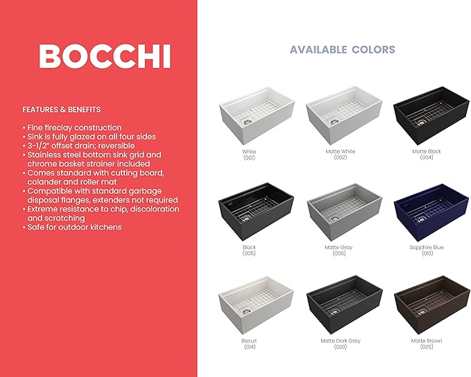 BOCCHI Contempo Workstation Apron Front Step Rim Fireclay 30 in. Single Bowl Kitchen Sink with Accessories in Matte Gray