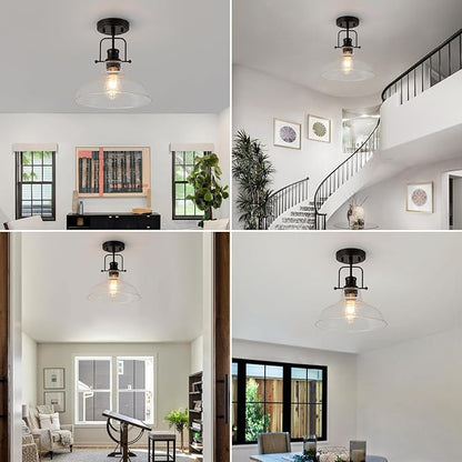 WILON Rustic Farmhouse Ceiling Light, Seeded Glass Ceiling Light, Rust Semi Flush Mount Ceiling Lights, Kitchen Lighting Fixtures Ceiling Lamp for Sink Foyer Entryway Bathroom Laundry Room Hallway