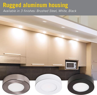 Armacost Lighting PureVue Dimmable LED Undercabinet Puck Light, RGB+W, Black 263413