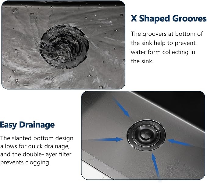 33x22 Black Drop In Kitchen Sink, 33 Inch Stainless Steel Top Mount Single Bowl Sink with Drain Strainer