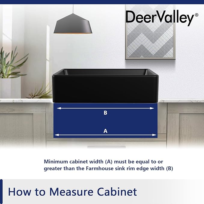 DeerValley Black Farmhouse Workstation Sink 33 Inch, Fireclay Apron Undermount Single Bowl Kitchen Sink with Accessories