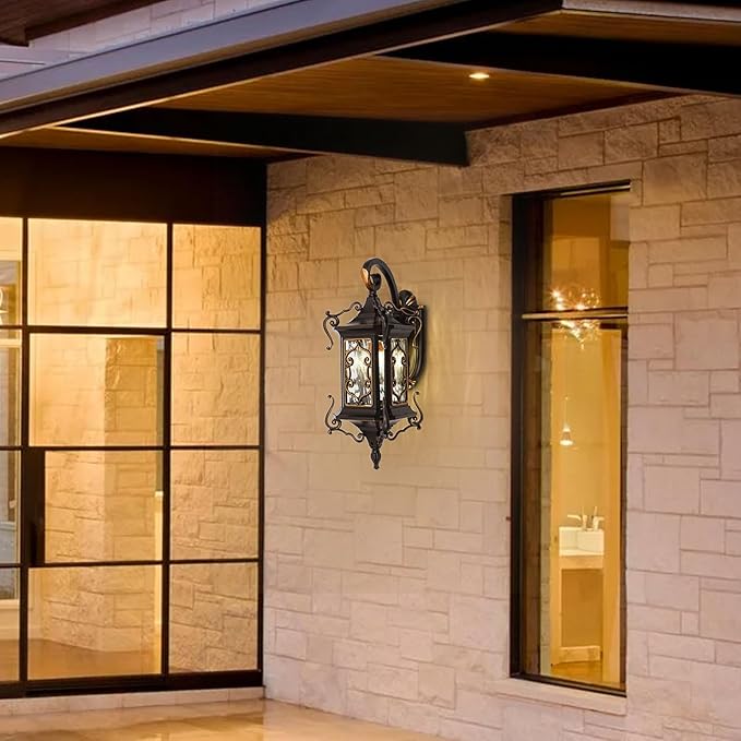 Outdoor Wall Light Fixtures, IP55 Waterproof Outside Wall Lantern Retro Exterior Wall Sconces Vintage Wall-Mounted Lights for Garage House Porch Doorway, E26 w/o Bulb