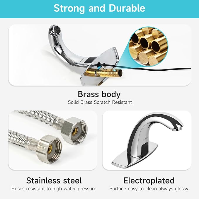 AIKE Touchless Bathroom Faucet for Commercial Automatic Sink Tap, Polished Finsh,Model AK7500(Battery Operated)
