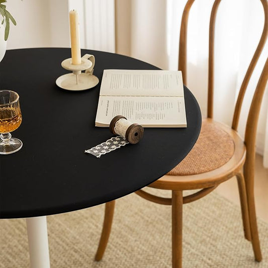Asnomy Fitted Round Washable Table Cover, Wipeable Waterproof Table Cloth Fits 32"-36" Diameter Round Table for Dining,Camping,Banquets,Parties,Indoor and Outdoor, 4PC