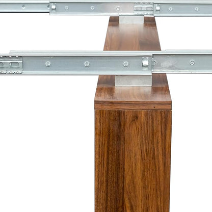 98.4" Extendable Dining Table, Walnut Large Dining Table with Storage for 6-10, Rustic Farmhouse Style Wood Dinner Table Console Table for Kitchen, Dining Room & Living Room