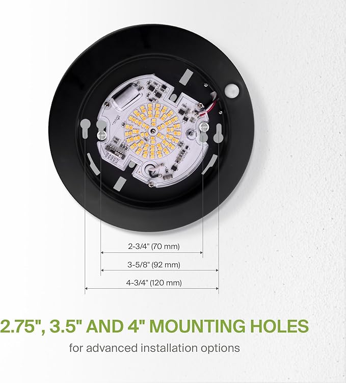 ASD 6 Inch Motion Sensor LED Disk Lights - 15W 120V 2700-5000K Black Dimmable Flush Mount Ceiling Light Fixture, Low Profile Surface Mount Disc Lights, Junction Box & Can, ETL, Energy Star