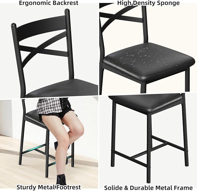 3-Piece Bar Table and Chairs Set, Extendable Kitchen Island with Storage Shelves, Counter Height Dining Table for Small Spaces, 2 Cushioned Bar Stools Included, Vintage Finish