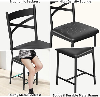 3-Piece Bar Table and Chairs Set, Extendable Kitchen Island with Storage Shelves, Counter Height Dining Table for Small Spaces, 2 Cushioned Bar Stools Included, Vintage Finish