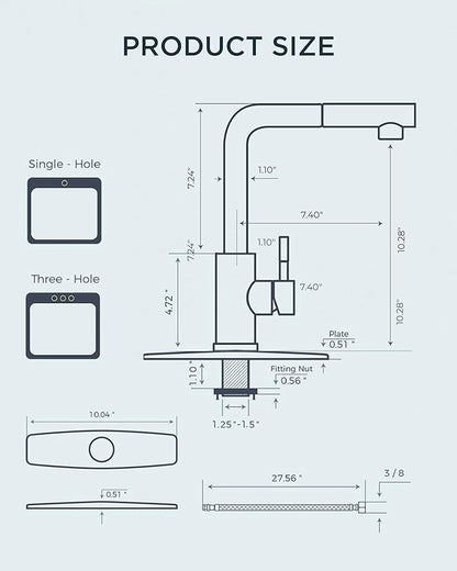 FORIOUS Kitchen Faucets with Pull Down Sprayer, Stainless Steel Single Handle Classic Pull Out Bar Sink Faucet for Farmhouse Laundry RV, with Deck Plate for 1 or 3 Holes, Black Gold