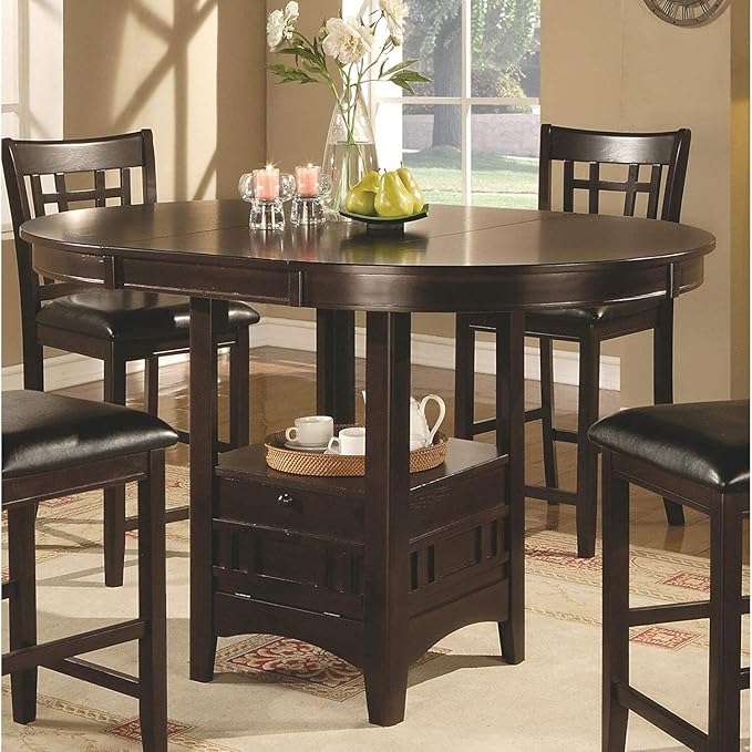 HomeStock Counter Height Table with Storage Kitchen Dining Table, Espresso Finish