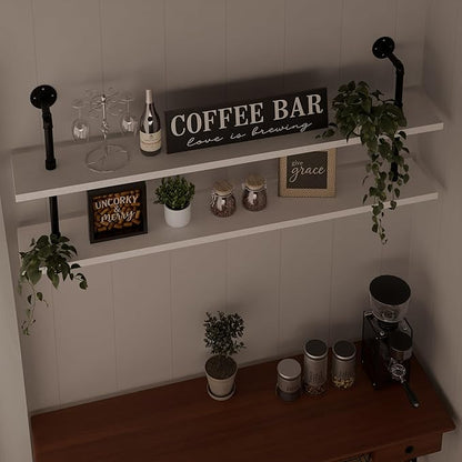 HDDFER Floating Bookshelf Bathroom Shelves Over Toilet Industrial Pipe Shelving Pipe Shelves Rustic White Wall Shelves 36 Inch Farmhouse Book Shelves for Wall Mounted