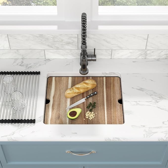 Sarlai 21 Black Kitchen Sink Granite Composite - 21 x 18 inch Bar Prep Workstation Sink Black Granite Composite Quartz Undermount Single Bowl Rectangular RV Camper Sinks Basin