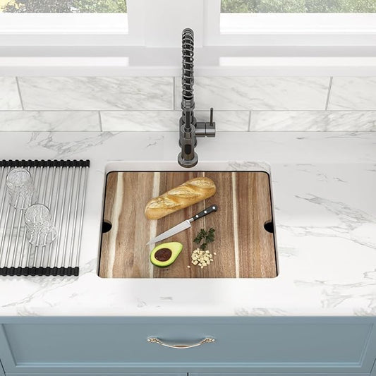 Sarlai 21 Black Kitchen Sink Granite Composite - 21 x 18 inch Bar Prep Workstation Sink Black Granite Composite Quartz Undermount Single Bowl Rectangular RV Camper Sinks Basin