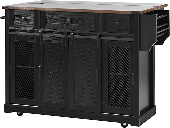 Modern Dining Table Expandable Kitchen Island with Counter Wood Table Console Luxury Easy Clean Living Decor,Black