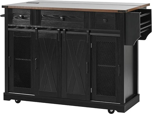 Modern Dining Table Expandable Kitchen Island with Counter Wood Table Console Luxury Easy Clean Living Decor,Black