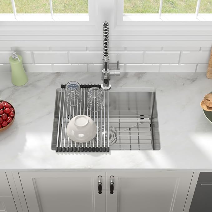 23" x 18" Undermount Sink 304 Stainless Steel 16 Gauge Single Bowl Deep Kitchen Sink Undermount Bar Prep Rv Outdoor Garage Handmade Modern Sink Basin
