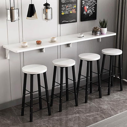 Hanging Home Narrow Long Table Wall Desk Fold Wall Table Wall Hanging Dining Table Kitchen Restaurant Home Bar Work Table Folding Table Bar Tables Workbench Easy to Install Space Saving(White,63x15.7i
