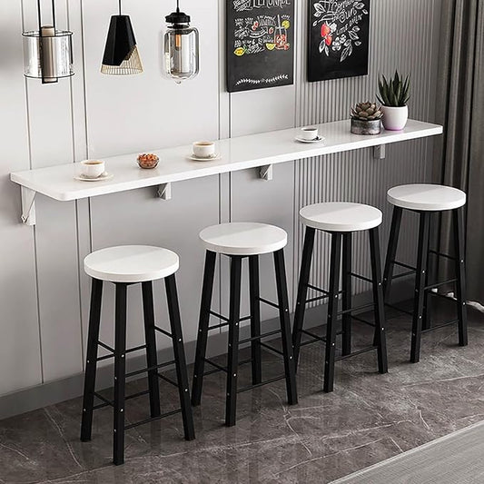 Hanging Home Narrow Long Table Wall Desk Fold Wall Table Wall Hanging Dining Table Kitchen Restaurant Home Bar Work Table Folding Table Bar Tables Workbench Easy to Install Space Saving(White,39.4x15.