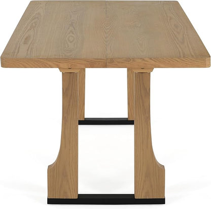 JOSHEN 63" Sturdy MDF Island Table, Rustic Dining Tables with Farmhouse Charm, Mid Century Dining Table with Easy Assembly for Kitchens & Apartments, Natural Ash