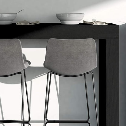 Mobili Fiver Evolution Tall Kitchen Bar Table Made in Italy | Space Saving, Counter Height Table for 3 | Modern Breakfast Bar Counter Top w/Cable Holder | Concrete Grey Effect | 70,9'' x 15,7" in