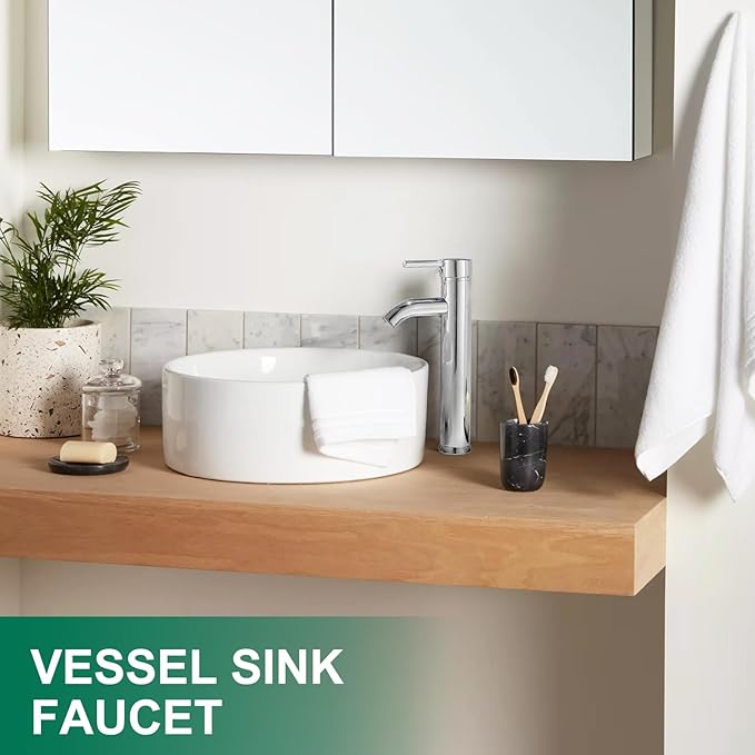 VOTON Vessel Sink Faucet Chrome Modern Tall Bathroom Faucets Single Handle One Hole Rv Vanity Lavatory Bathroom Sink Faucet