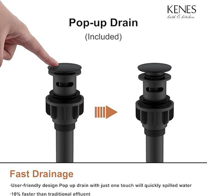 KENES Single Handle Bathroom Sink Faucet, Black and Gold Bathroom Faucets Single Hole, Vanity Faucet with Pop Up Drain and Supply Lines, Matte Black/Brushed Gold LJ-9031-BG